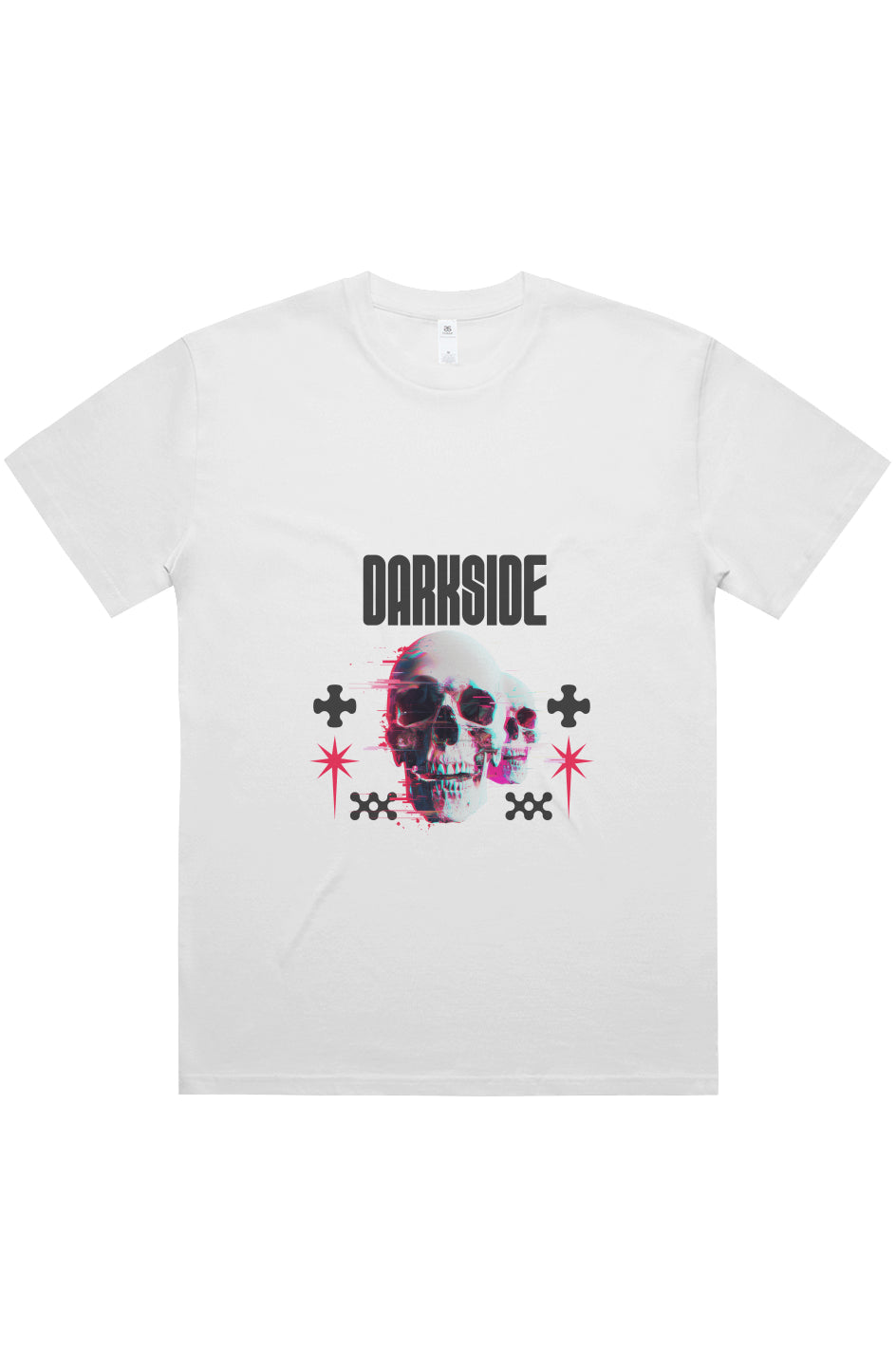  White Darkside Skull Block Oversized Tee
